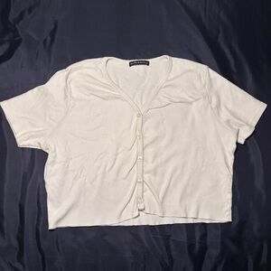 Brandy Melville Cream Button-Down Shirt